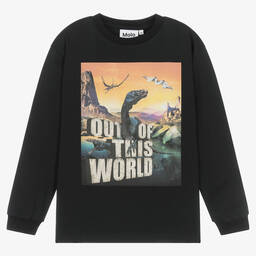 Molo-Teen Boys Black Dinosaur Graphic Top | Childrensalon Outlet