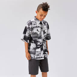 Molo-Teen Boys Black & White Organic Cotton Shirt | Childrensalon Outlet