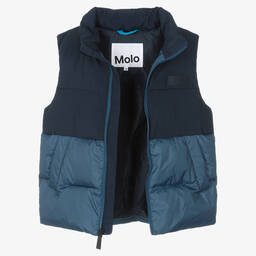 Molo-Teen Boys Blue Colourblock Puffer Gilet | Childrensalon Outlet