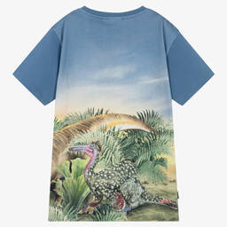 Molo-Teen Boys Blue Cotton Dinosaur T-Shirt | Childrensalon Outlet