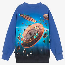 Molo-Teen Boys Blue Cotton Space Sweatshirt | Childrensalon Outlet