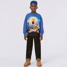 Molo-Teen Boys Blue Cotton Space Sweatshirt | Childrensalon Outlet