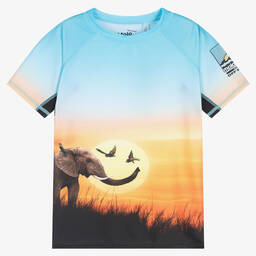 Molo-Teen Boys Blue Savanna Swim Top (UPF 50+) | Childrensalon Outlet