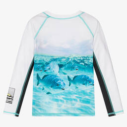 Molo-Teen Boys Blue & White Sun Protective Top (UPF50+) | Childrensalon Outlet