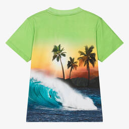 Molo-Teen Boys Green Cotton Sunset T-Shirt | Childrensalon Outlet