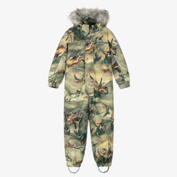 Molo-Teen Boys Green Dinosaur Snowsuit | Childrensalon Outlet