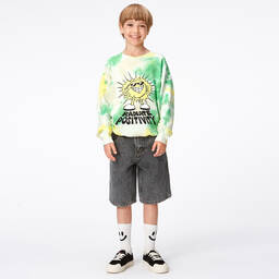 Molo-Teen Boys Green Tie-Dye Slogan Sweatshirt | Childrensalon Outlet