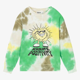 Molo-Teen Boys Green Tie-Dye Slogan Sweatshirt | Childrensalon Outlet