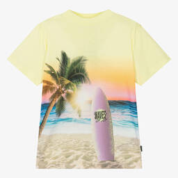 Molo-Teen Boys Yellow Cotton Surf T-Shirt | Childrensalon Outlet