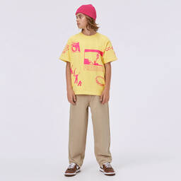 Molo-Желто-розовая хлопковая футболка со скейтбордами | Childrensalon Outlet