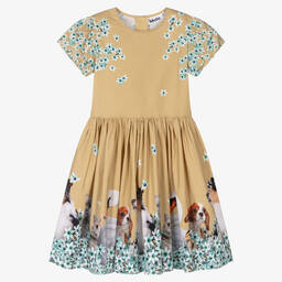 Molo-Бежевое платье в цветочек с животными | Childrensalon Outlet