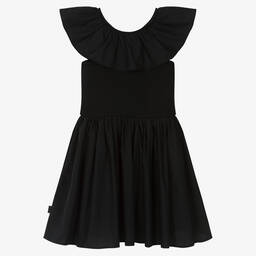Molo-Teen Girls Black Cotton Ruffle Dress | Childrensalon Outlet