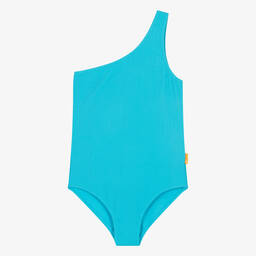 Molo-Teen Girls Blue Asymmetric Swimsuit (UPF50+) | Childrensalon Outlet