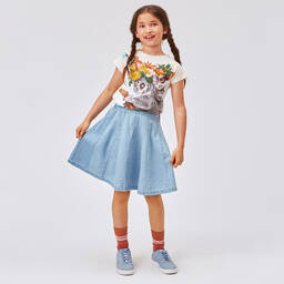 Molo-Голубая юбка из хлопкового шамбре | Childrensalon Outlet