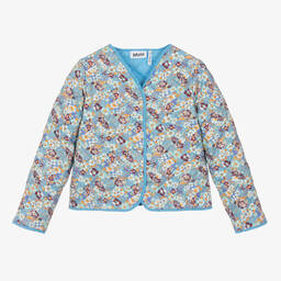Molo-Teen Girls Blue Floral Cotton Jacket | Childrensalon Outlet