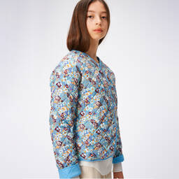 Molo-Teen Girls Blue Floral Cotton Jacket | Childrensalon Outlet