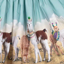 Molo-Голубая юбка из органического хлопка с ламами | Childrensalon Outlet