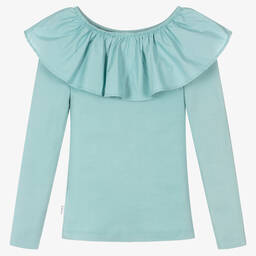 Molo-Teen Girls Blue Ribbed Cotton Top | Childrensalon Outlet