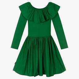 Molo-Teen Girls Dark Green Organic Cotton Dress | Childrensalon Outlet