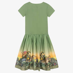 Molo-Зеленое платье из органического хлопка с динозаврами | Childrensalon Outlet