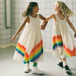 Molo-فستان تينز بناتي قطن عضوي بوبلين لون عاجي | Childrensalon Outlet