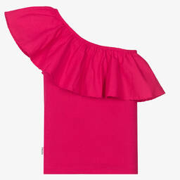 Molo-Розовый хлопковый топ с оборкой | Childrensalon Outlet