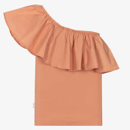 Molo-Teen Girls Pink Cotton Ruffle Top | Childrensalon Outlet