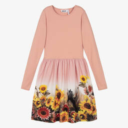 Molo-Розовое платье из органического хлопка с пони | Childrensalon Outlet