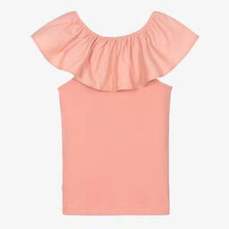 Molo-Teen Girls Pink Ruffle Neck Cotton Top | Childrensalon Outlet