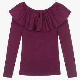 Molo-Teen Girls Purple Ribbed Cotton Top | Childrensalon Outlet