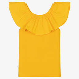 Molo-Желтая хлопковая футболка с оборкой | Childrensalon Outlet