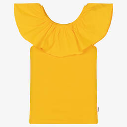 Molo-Желтая хлопковая футболка с оборкой | Childrensalon Outlet