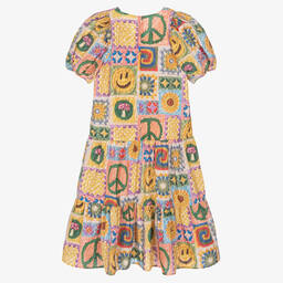 Molo-Желтое хлопковое платье с вязаным крючком принтом | Childrensalon Outlet