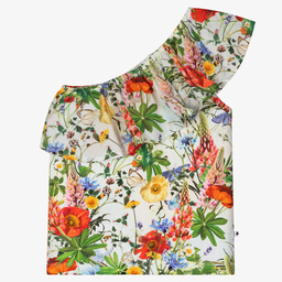 Molo-Teen Green Floral Ruffle Top | Childrensalon Outlet