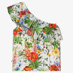 Molo-Teen Green Floral Ruffle Top | Childrensalon Outlet