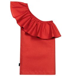 مولو-توب تينز بناتي قطن عضوي بكتف مكشوف لون أحمر | Childrensalon Outlet