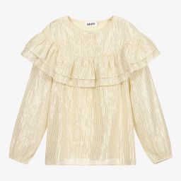 Molo-بلوز تينز بناتي مزينة بكشكش لون أصفر باهت | Childrensalon Outlet
