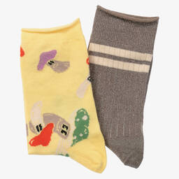 مولو-جوارب قطن محبوك لون بني وأصفر تينز (عدد 2) | Childrensalon Outlet