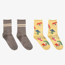 مولو-جوارب قطن محبوك لون بني وأصفر تينز (عدد 2) | Childrensalon Outlet