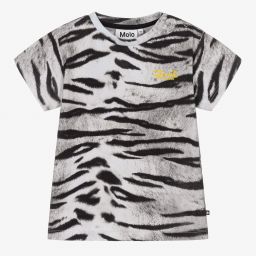 Molo-White Tiger Baby T-Shirt | Childrensalon Outlet