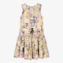 Molo-Yellow & Purple Kitten Dress | Childrensalon Outlet