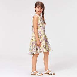 Molo-Yellow & Purple Kitten Dress | Childrensalon Outlet