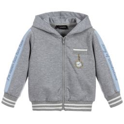 Monnalisa-Baby Boys Grey Zip-Up Top | Childrensalon Outlet