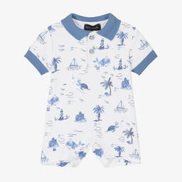 Monnalisa-Baby Boys White Ocean Shortie  | Childrensalon Outlet