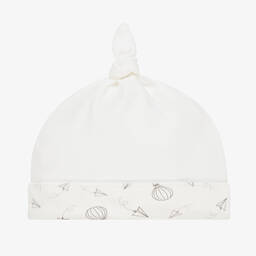 Monnalisa-قبعة للمولودات قطن جيرسي لون عاجي | Childrensalon Outlet