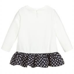 Monnalisa Bebé-توب أطفال بناتي قطن بولكا بطبعة قطّة | Childrensalon Outlet