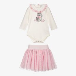 Monnalisa-Baby Girls Pink Skirt Set | Childrensalon Outlet