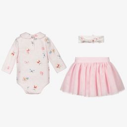 Monnalisa-Комплект с розовой юбкой для девочек | Childrensalon Outlet