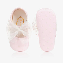 Monnalisa-Розовые пинетки с отделкой из тюля | Childrensalon Outlet