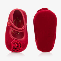 Monnalisa-Красные бархатные пинетки | Childrensalon Outlet